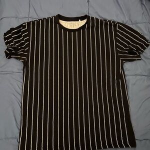 Black Tee with White Dotted Stripes